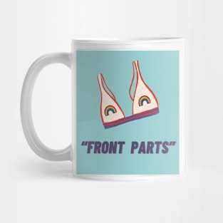 Really Weird Question "Front Parts" blue top alternative Mug